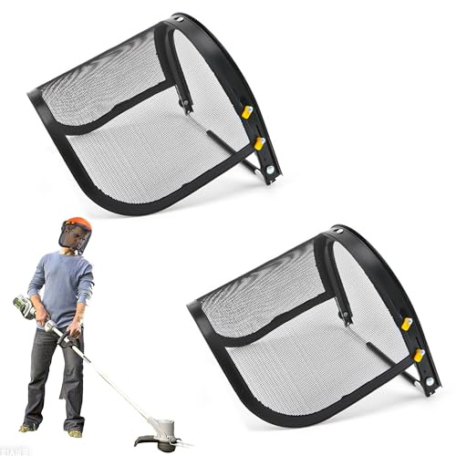 ZAHD 2 PCS visera de seguridad ajustable compatible con sombrero duro Pantalla Facial Protectora Escudo facial de malla de hierro para el trabajo de malezas y de jardinería (Negro)