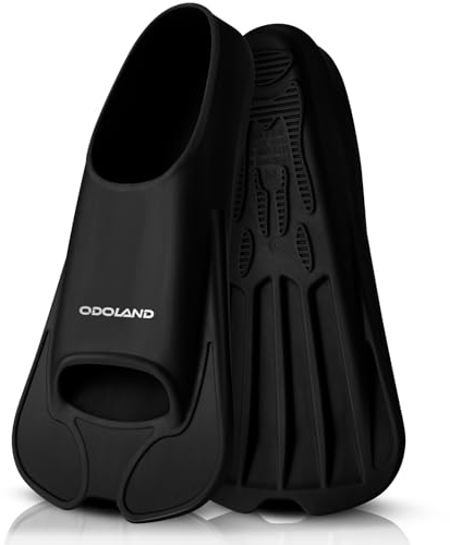 Odoland Palmes Courtes Chaussante de Natation pour Natation et Snorkeling, Palmes de plongée Mixte Adulte en apnée et entraînement pour renforcer la Force de la Jambe