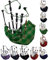 Schottischer Dudelsack in voller Größe, Palisanderholz oder schwarzes Finish, mit silberfarbenen Halterungen, inklusive Anleitungsbuch, Tragetasche, Drohne, Schilfrohrblätter (Schwarz, National Green)