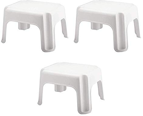 Rubbermaid Durable Plastic Roughneck Step Stool w/ 300-LB Weight Capacity, White (3-Pack)