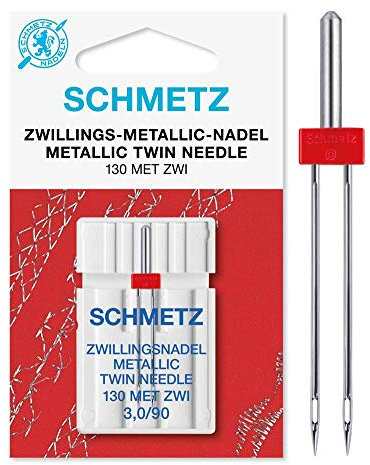 SCHMETZ | 1 Nähmaschinennadel | Zwillings-Metallic | 130/705 H-MET ZWI 3.0 | Nadeldicke 3.0/90 | auf jeder gängigen Haushaltsnähmaschine einsetzbar