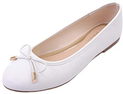 Feversole Women's Soft Cushion Comfort Round Toe Metal Trim Fashion Ballet Flats Walking Shoes Coussin Souple pour Femmes Confort Bout Rond Garniture en métal Ballerines de Mode Chaussures de Marche