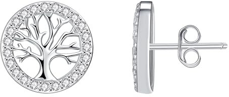 Micory Boucles D'oreilles Arbre de Vie Femme Argent Sterling 925 avec zircone cubique, convient aux cadeaux pour Fête des mères avec coffret cadeau