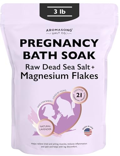 Aromasong Pregnancy Bath Soak 3 LB - 100% Pure Magnesium Flakes with 21 Essential Dead Sea Minerals and Natural Lavender - Better Absorbing Than Epsom Salt