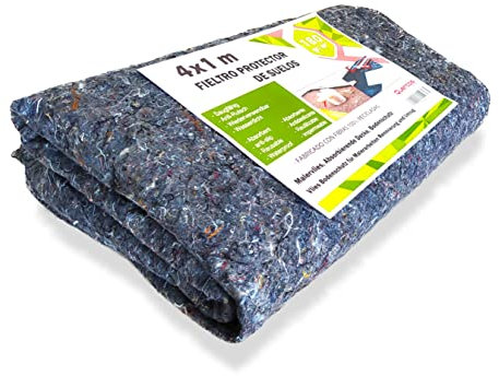 Couverture absorbante en feutre Quercos 4 x 1 m - Tapis de protection pour peindre, rénovation et déménagement - Antidérapant et imperméable 180 g/m² - Feutre réutilisable et résistant