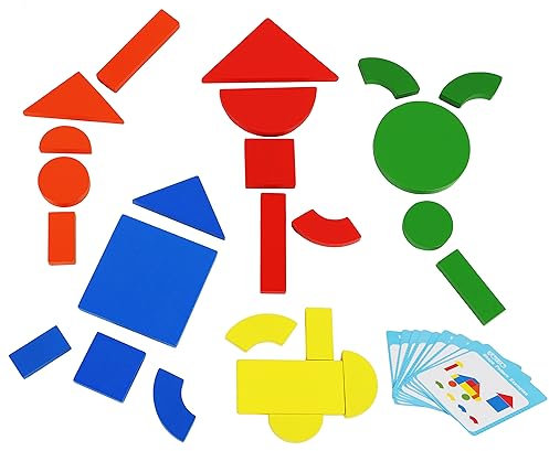 TOWO Holz Staffelei Kreidetafel Magnettafel für Kinder- mit Magneten Formen Buchstaben Zahlen Stift und Papierrolle - Aufbewahrungssäckchen inklusive - Klappbar und einfach zu verstauen (Shapes)