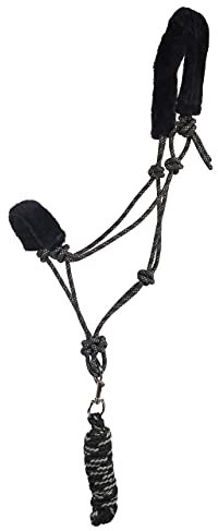 ARBO-INOX Knotenhalfter-Set mit abnehmbarem Kunstfell Halfter mit Strick (Pony, Twist)