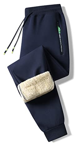 ZOXOZ Pantaloni Tuta Uomo Felpata Pile Fleece Foderato Termici Cotone Sportivi Joggers Pantaloni Cerniera Tasche Laterali