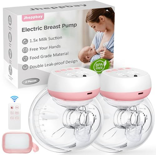 Jheppbay Milchpumpe Elektrisch Tragbar Freihändig - mit 3 Modi und 12 Stufen Elektrisch Milchpumpe, 50% HöHere Milchleistung mit BPA-Frei Silikon BlüTenblatt Design (Rosa, 2er-Pack)
