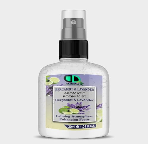 Aromatisches Raumspray Bergamotte und Lavendel, Lufterfrischer für Zuhause, Auto und Büro, langanhaltender Duft, rauchfrei, ungiftig, Kissennebelspray, 30 ml