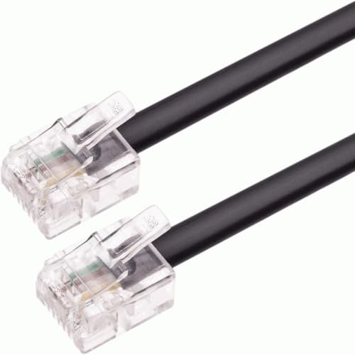 TECHZOCO Cable de telefono RJ11, Cable Telefónico ADSL, Cable Modular 6P4C, Cable Western RJ11, Cable de Teléfono, Cable 6P4C, Apto para Fax Módem Router DSL VDSL ISDN Internet, Negro, 2 Metros