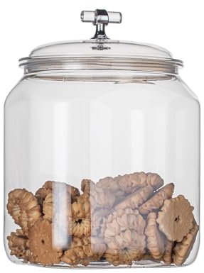 KEKEHOME 101oz Plastic Food Storage Jar with Airtight Seal Lid, Square Kitchen Counter Container for Cookies, Candy, Pasta, Dry Goods for Pantry Organization，3L