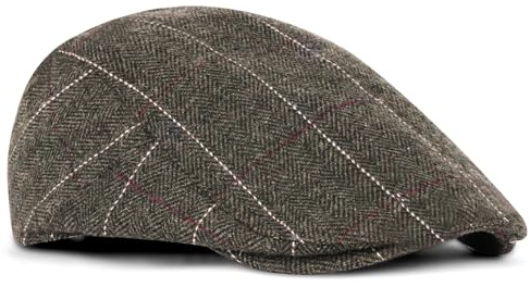 AOGOE Mens Tweed Flat Cap, Newsboy Cap, Driving Cabbie Hat, Adjustable Fashion Newsboy Beret Hat, Cambridge Flat Cap Unisex, Hunting Hats for Men Coffee