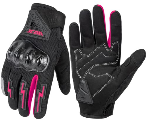 Guantes de Motocicleta para el Guante de la Moto de la Mujer, la Mujer, el Verano, los Guantes de Moto sin Aliento, para el Ciclista en Bicicleta (Rosa, Small)