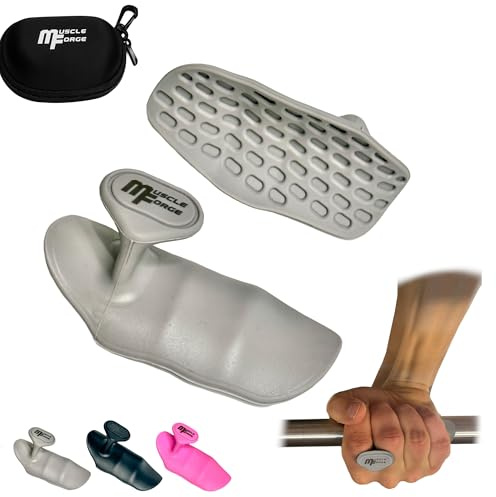 MuscleForge Handgrepp för gym för män och kvinnor – tyngdlyftningsgrepp för dödlyft, pull-ups och gymträning – halkfria träningshandgrepp för handflatskydd – tyngdlyftningsgrepp dynor – grå