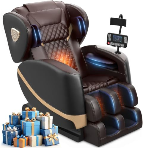 FURNIMAT Massage Chair Full Body Zero Gravity Recliner, 5 Auto Programmes | 14 Shiatsu Rollers, 10 Airbags, Heated, Foot Massage, Bluetooth Speaker, TouchScreen for Back & Neck Home Office Relaxation