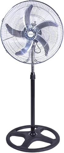 ClaShop Ventilatore a Piantana 50 cm con 5 Pale in Alluminio Potente 65W, Struttura in Acciaio e ABS, 3 Velocità, Altezza Regolabile 125 cm, Ideale per Casa, Ufficio e Salone, Colore Nero