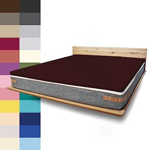 JONA SLEEP Topper-Bezug (180x200 cm) Dunkel-Braun, Topper Spannbettlaken Boxspringbett aus Baumwolle - Öko Tex - Topper Spannbetttuch für einfaches Beziehen (Schoko, 180 x 200 cm)