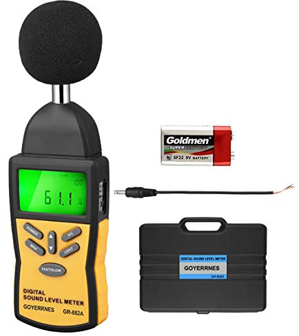 Dezibel Messgerät,Digitales Schallpegelmessgerät 30-130dBA Schallpegelmesser GR-882A Tragbarer Lautstärkeprüfgerät mit Hintergrundbeleuchtung Audio Geräuschmesser für Klassenzimmer, Haus, Büro, Fabrik