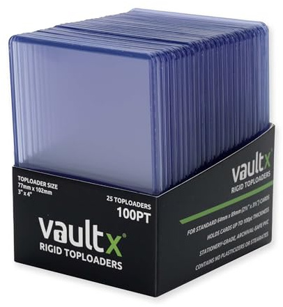 Vault X Toploaders 100pt, Trading Cards, Premium Extra Thick, 3 x 4 Seamless Rigid Card Holders, Hard Sleeves, Clear Protection for Collectible Card Games, Sports, TCG (25 Pack)