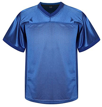 MESOSPERO Youth Football Jersey American Football Jersey Sports T-Shirt Blank Kids Football Practice Jersey(Large,Blue)