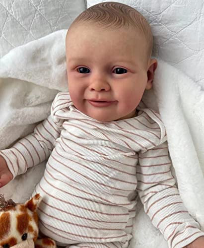 Zero pam 24 Zoll Lebensecht Reborn Puppe Junge Realistisch Neugeborene Babypuppe 60 cm Silikon Puppe Lebensecht Reborn Toddler (Schlieren)