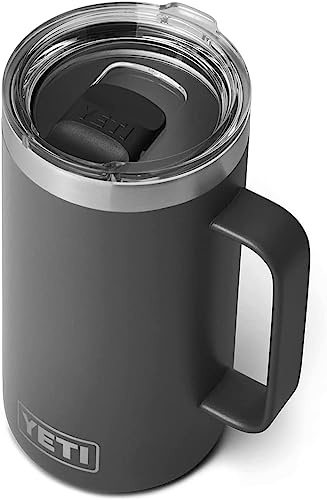 YETI Rambler Mug, Vacuum Insulated Stainless Steel Mug with Magslider Lid, Charcoal, 24 oz (709 ml)