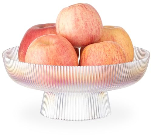 Navaris Portafrutta da Tavolo - Porta Frutta da Tavolo Moderno - Fruttiera Centrotavola Moderno Design Arcobaleno Trasparente - Cesto Frutta - Ciotola Vetro 26 x 11 cm