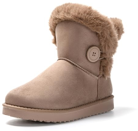 JOMIX Stivali Donna Invernali Bassi con Pelo Stivaletti Pelosi Classici Caldi Comodi e Leggeri Imbottita Pelliccia Sintetica ND6854 (Khaki, 38)