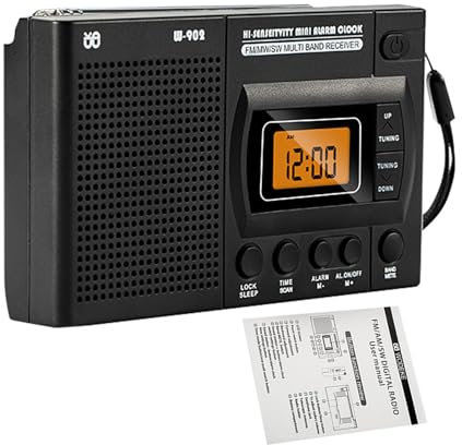 FLAVAS Radio Despertador Digital AM/FM con Chip DSP Antiinterferencias - Despertador Dual Portátil con Antena Telescópica de 4 Secciones - Analógico con Pilas