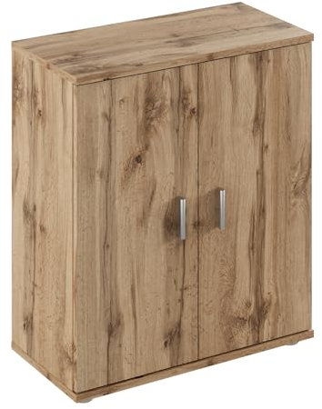 Kondela Sideboard Schrank | Wotan Eiche Holz Optik, schmal | Kommode 60cm breit, 30cm tief | Cabinet Sideboard 60cm mit Türen | Beistellschrank, Midischrank für Wohnzimmer, Büro, Kinderzimmer |ADELI