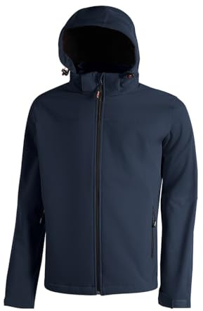 U-Power Kyra Giacca da Lavoro da Uomo in Softshell, Impermeabile, Antivento, Traspirante, con Cappuccio Staccabile, Blu