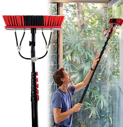 Reinigungsbürste, 6m förlängbar fönsterputsstång med borsthuvud - vattenmatad fönsterputsare(30cm Brush Head,1 count (Pack of 1))