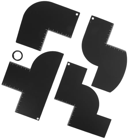 Mobestech Kit Guida per Modellare Barba e Attaccatura Chioma da Barbiere Righello Plastica Nera e Carta Riutilizzabile Anello Strumento Professionale per Styling Preciso e Applicazione