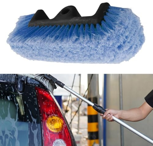 Cabezal de cepillo de lavado de coche de cerdas suaves con rosca ACME de 3/4 pulgadas para limpieza exterior, caravana, camión, barco, caravana, uso de flujo o inmersión, para nailon azul duradero