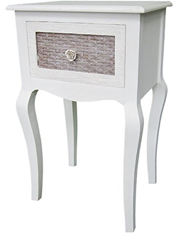 Casa Padrino Landhausstil Telefontisch Hellgrau/Braun 40 x 32 x H. 68 cm - Handgefertigter Beistelltisch mit Schublade