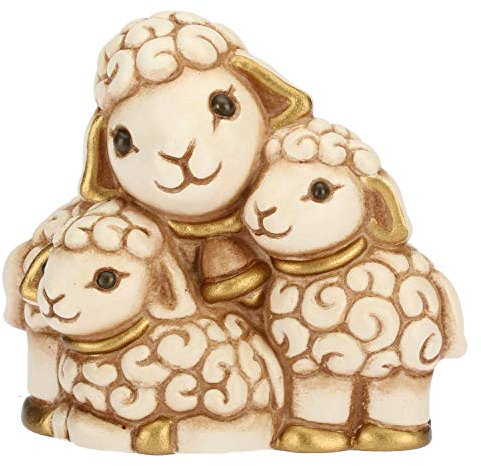 THUN - Statuina Presepe Gruppo di Pecore - Decorazioni Natale Casa - Linea Presepe Classico - Ceramica - 6,1 x 3,3 x 5,5 h cm