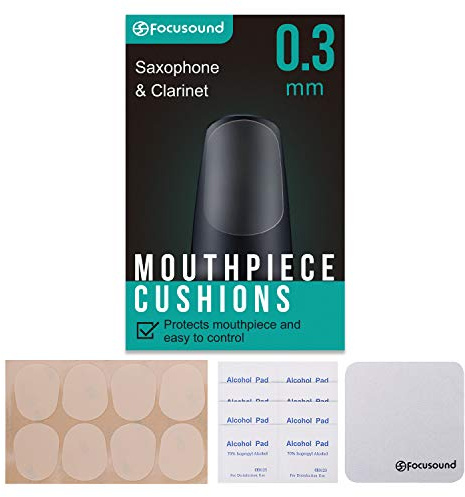 Focusound Saxophone & Clarinet Mouthpiece Cushions, Thin, 0.3mm Clear, 8-PackâŠ