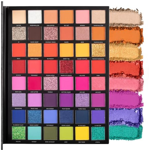 LaRoc PRO Eyeshadow Palette Set - 48 Shades Nude, Matte, Smokey, Foil, Shimmer & Glitter Eyeshadow - High Impact Make Up, Brown, Red, Pink, Blue Eye Shadows - Artistry Book Vol. 2