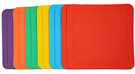 Eco Walker 12inch Flat Square Spot Marker Multi-Color Exercise Kids Floor Playmat (12pcs)