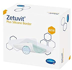 Zetuvit Plus Silicone Border Sterile Spezial-Saugkompressen 12,5 x 12,5 cm 10 Stück