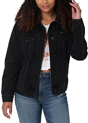 Wrangler Relaxed Fit Jean Jacket Chaqueta de Mezclilla Memory Maker de Ajuste Relajado, Carbon, Large para Mujer