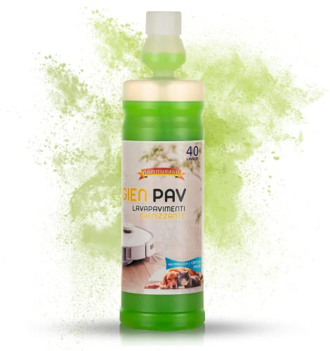 IGIEN PAV Detersivo pavimenti profumato Igienizzante ideale per cani e gatti - Neutralizza i cattivi odori - Compatibile con tutti i robot lavapavimenti 1 Litro