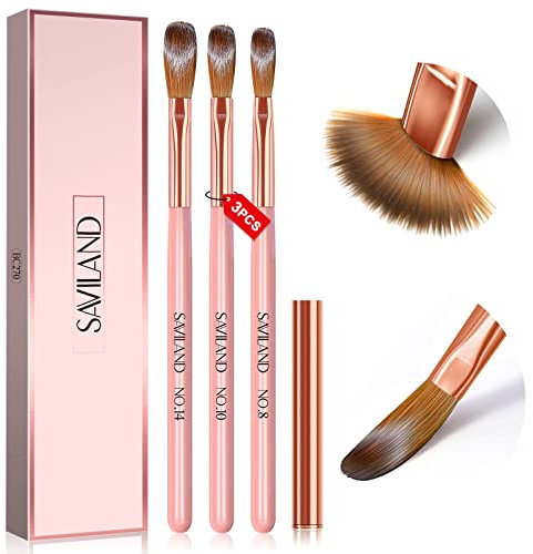 Saviland 3 Stück【Hochwertiges Kolinsky】Acryl Pinsel für Nägel -Speziell für Acrylpulver Konzipiert Nagel Pinsel für Acryl Nägel, Pinsel für Gelnägel, Nailart Pinsel für Acrylpulver, Size 8/10/14