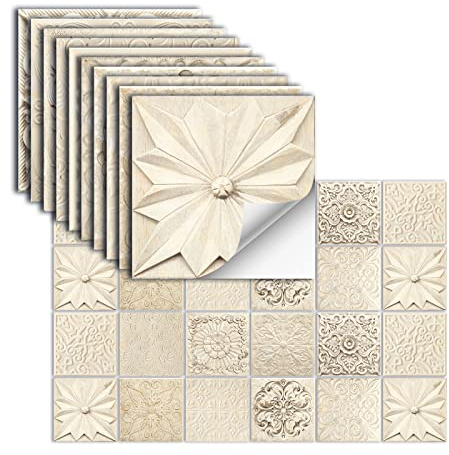 24 Pezzi Adesivi Per Piastrelle Vinile Autoadesivi Adesivi Murali Impermeabili Per Cucina Bagno Piastrelle Parete Camino Armadio Decorazione Adesivi,Hz-53,10x10 Cm