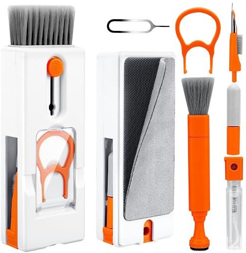 Juego De Limpieza para Teclado, 11 En 1 Juego De Limpieza De Pantalla para Pc, TeléFono MóVil Y Auriculares, Tableta, CáMara, Auriculares, Juego De Limpieza con Pincel, Botella De Spray, Juego De