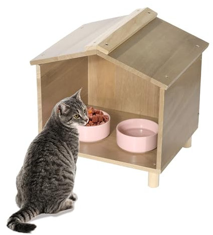 BALAPET Outdoor Cat Feeder & House - Waterproof Outdoor Cat Shelter for Food & Water, Perfect for Feral Cats, Birds & Rabbits