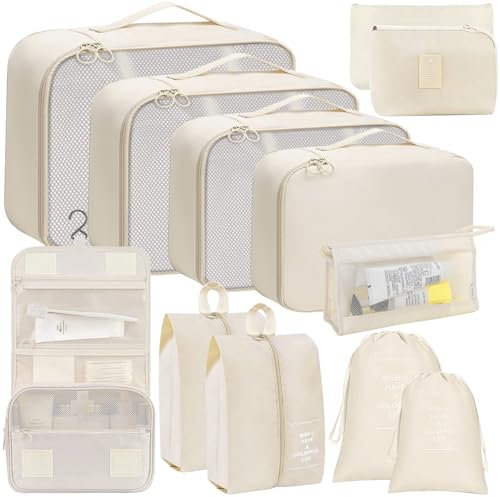 Snarflun 12 teiliges Koffer Organizer Set, Packing Cubes for Suitcase Travel Accessories Kofferorganizer Reise Gadget & Reise Organizer Set Kleidertaschen Packwürfel Kosmetik Packtaschen