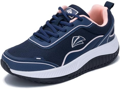 GANNOU Orthopädische Schuhe Damen Arch Support Sneakers Plantarfasziitis Schuhe Walkingschuhe Gesundheitsschuhe mit Abrollsohle Blau Rosa Größe 40 EU