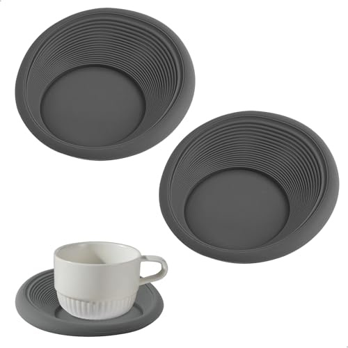 Sottobicchieri Silicone,Sottobicchieri Antiscivolo Design Spesso,Sottobicchiere Silicone Antiscivolo e Facile da Pulire è Adatto per Caffè,Bar,Casa,Festa,2 Pezzi Grigio